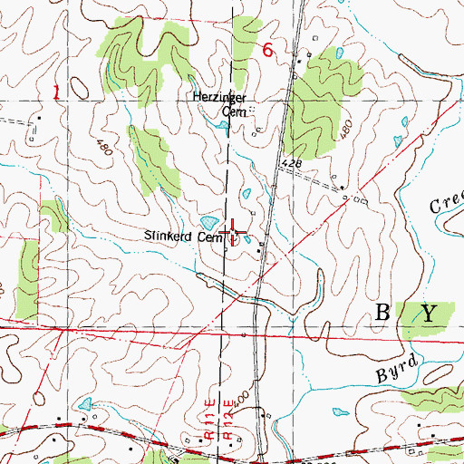 Topographic Map of Slinkerd Cemetery, MO