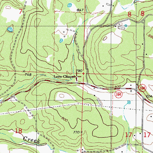 Topographic Map of Lees Chapel, AR