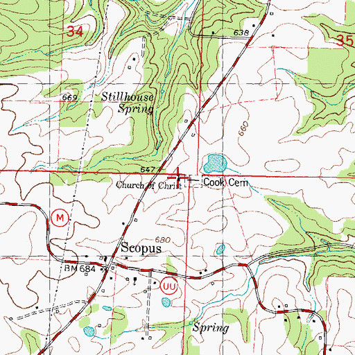 Topographic Map of Church of Christ, MO