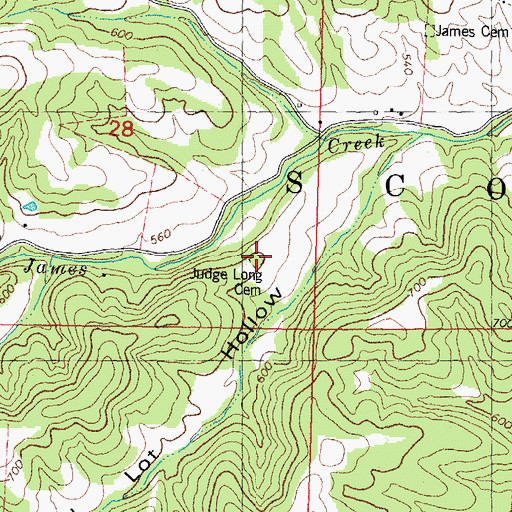 Topographic Map of Judge Long Cemetery, MO