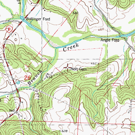 Topographic Map of Holt Cemetery, MO