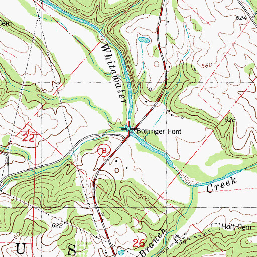 Topographic Map of Bollinger Ford, MO