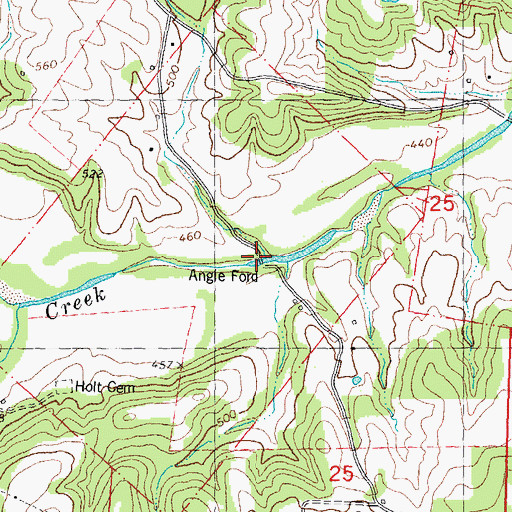Topographic Map of Angle Ford, MO