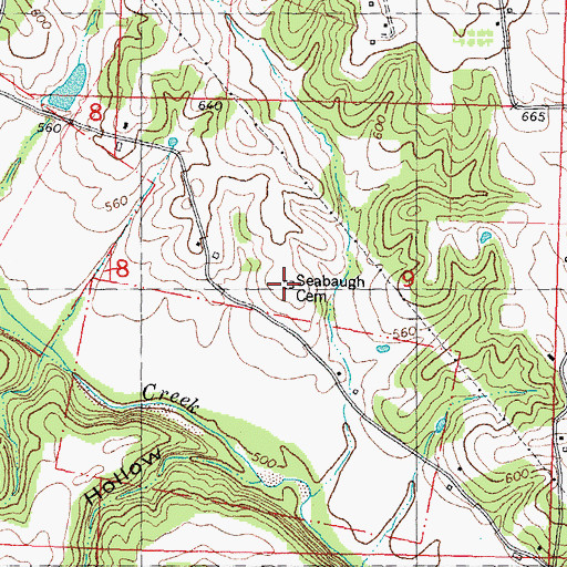 Topographic Map of Seabaugh Cemetery, MO