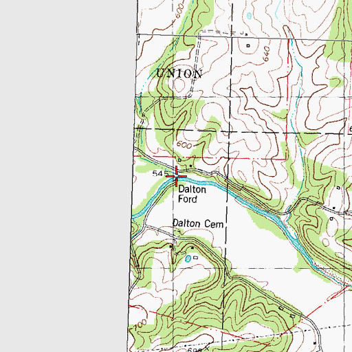 Topographic Map of Dalton Ford, MO