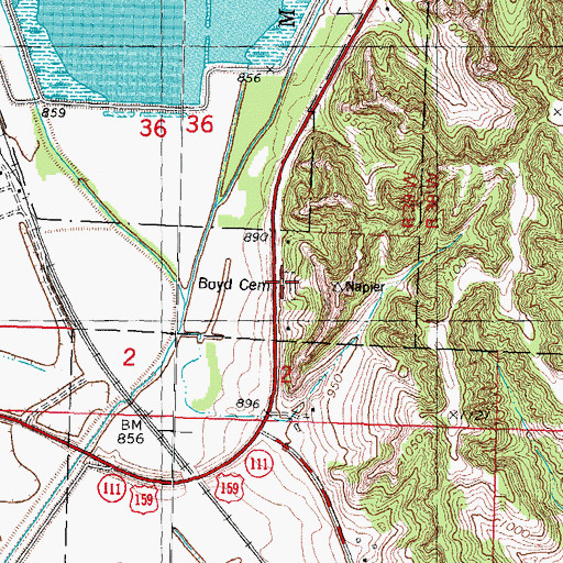 Topographic Map of Boyd Cemetery, MO