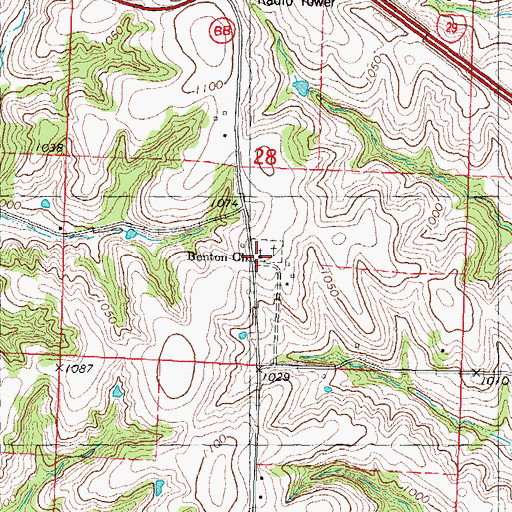 Topographic Map of Benton Church, MO