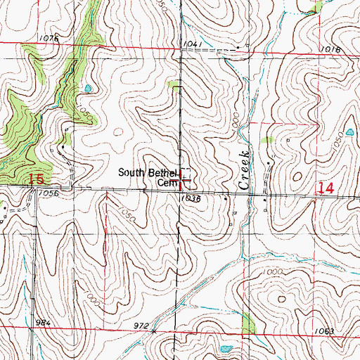 Topographic Map of South Bethel Cemetery, MO