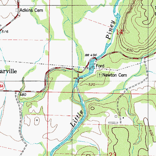 Topographic Map of Dry Creek, AR