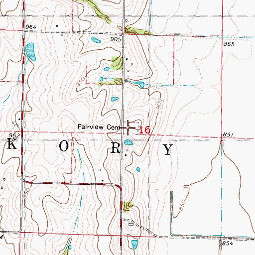 Topographic Map of Fairview Cemetery, MO