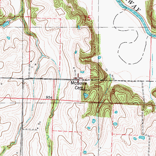 Topographic Map of McGuire Cemetery, MO