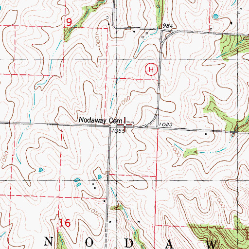 Topographic Map of Nodaway Cemetery, MO