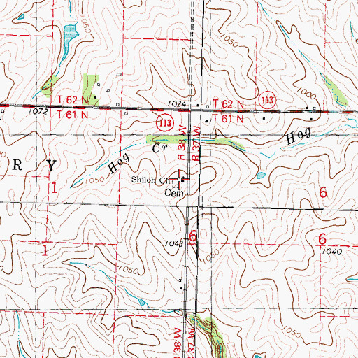 Topographic Map of Shiloh Church, MO