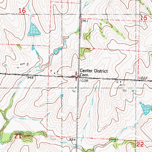 Topographic Map of Center District Cemetery, MO