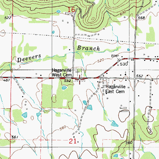 Topographic Map of Hagarville West Cemetery, AR