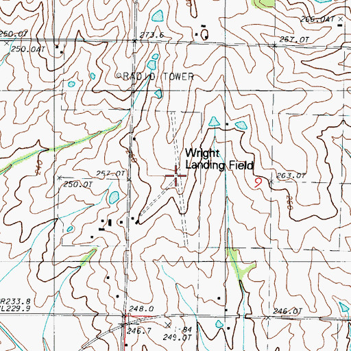 Topographic Map of Wright Landing Field (historical), MO