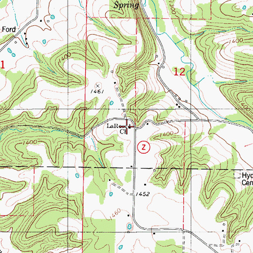 Topographic Map of La Rose Church, MO