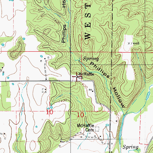 Topographic Map of McHaffie Church, MO