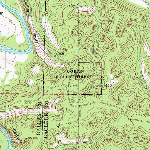 Topographic Map of Coffin State Forest, MO