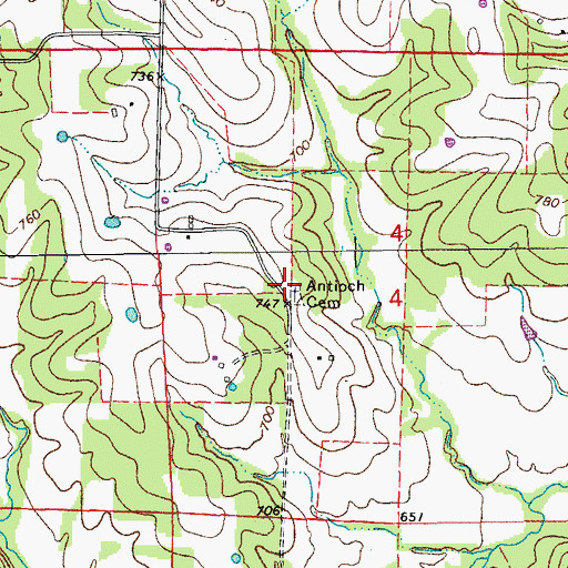 Topographic Map of Antioch Church (historical), MO