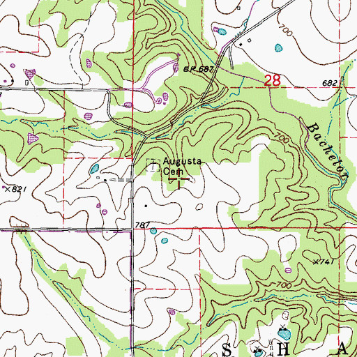 Topographic Map of Augusta Church (historical), MO