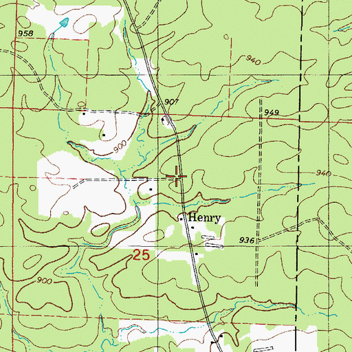 Topographic Map of Henry, AR