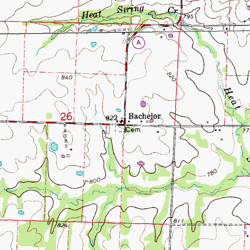 Topographic Map of Bachelor School (historical), MO