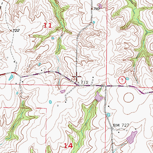 Topographic Map of Bawker School (historical), MO