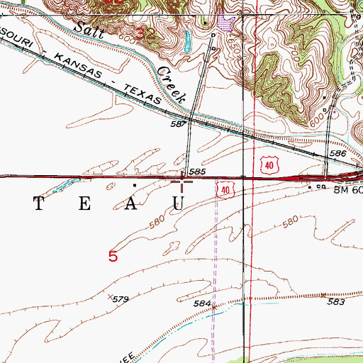 Topographic Map of Dodson School (historical), MO
