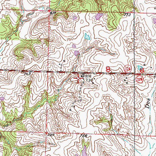 Topographic Map of Deatherage School (historical), MO