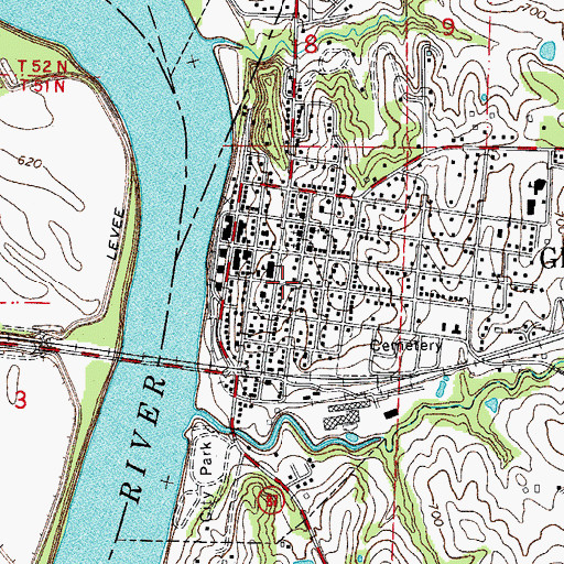 Topographic Map of Glasgow School, MO