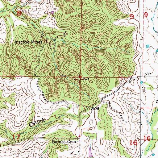 Topographic Map of Givens School (historical), MO