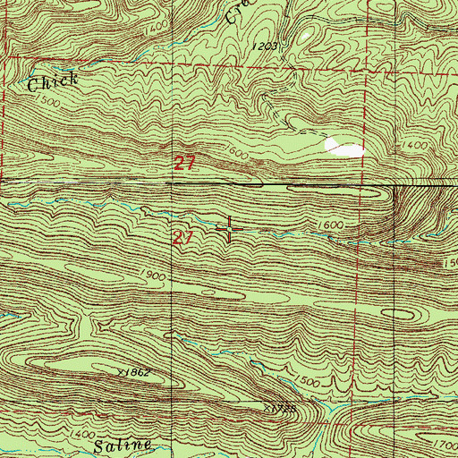 Topographic Map of Roaring Branch Natural Area, AR