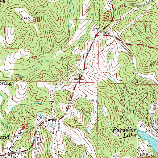 Topographic Map of King School (historical), MO