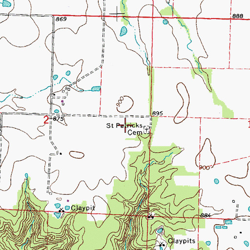 Topographic Map of Saint Patricks Church (historical), MO