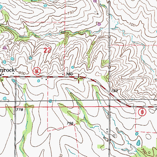 Topographic Map of Shamrock School (historical), MO