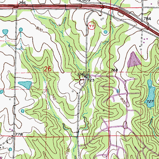 Topographic Map of Weeks School (historical), MO
