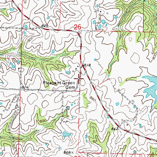 Topographic Map of Pleasant Green School (historical), MO