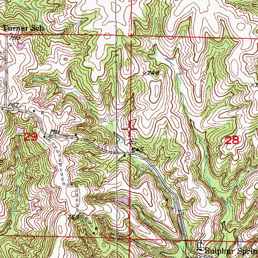Topographic Map of Mount Arnold Church, MO