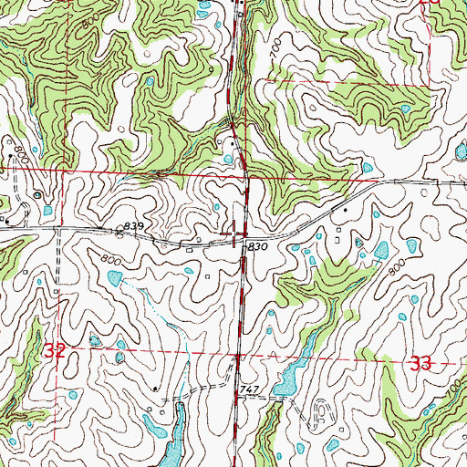 Topographic Map of Cross Roads School (historical), MO
