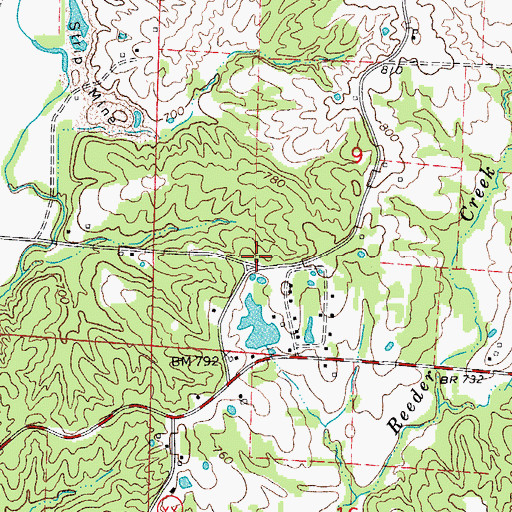 Topographic Map of Oak Grove School (historical), MO