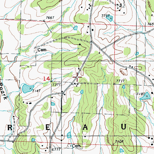 Topographic Map of Cottage Grove School (historical), MO