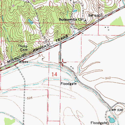 Topographic Map of Barkersville School (historical), MO