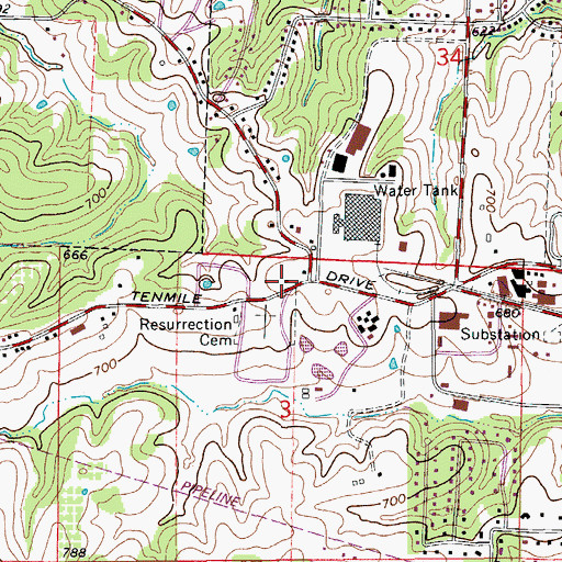 Topographic Map of Schumate Chapel (historical), MO