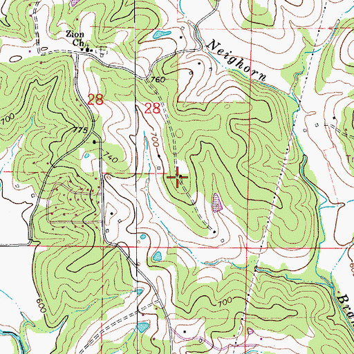 Topographic Map of Zion School (historical), MO