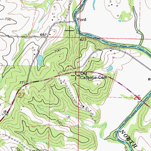 Topographic Map of Old Catholic Church (historical), MO
