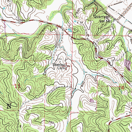 Topographic Map of Steeley Cemetery, MO
