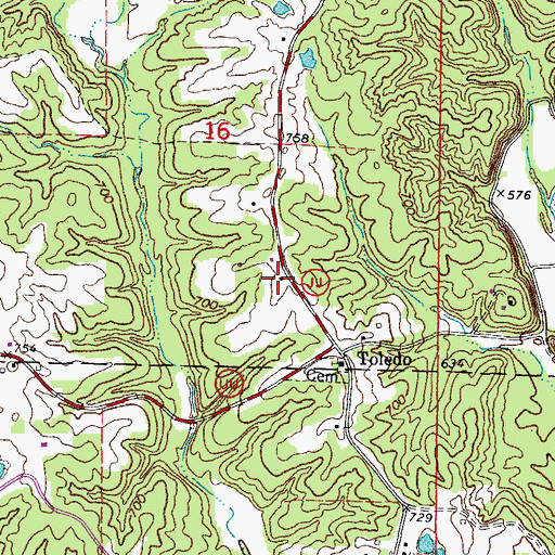 Topographic Map of Toledo School (historical), MO