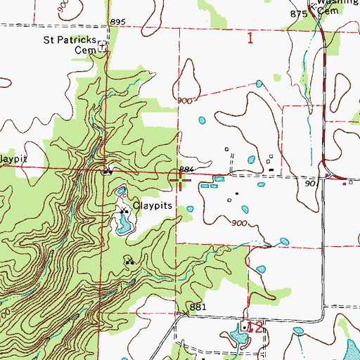 Topographic Map of Bush School (historical), MO