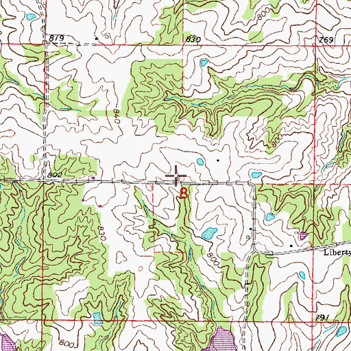 Topographic Map of Hazel Dell School (historical), MO